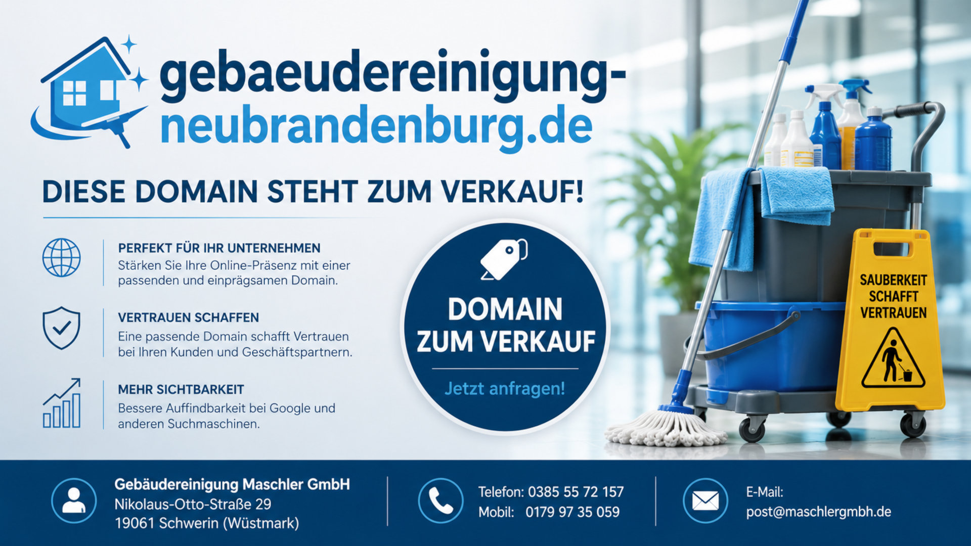 Die Domain Gebäudereinigung-Neubrandenburg.de steht zum Verkauf - hohe Zugriffszahlen Domain Gebäudereinigung-Neubrandenburg.de steht zum Verkauf